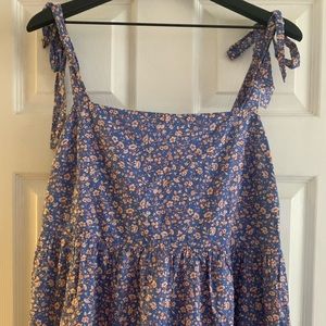 Madewell Tie-Strap Tiered Midi Dress in Summer Vines